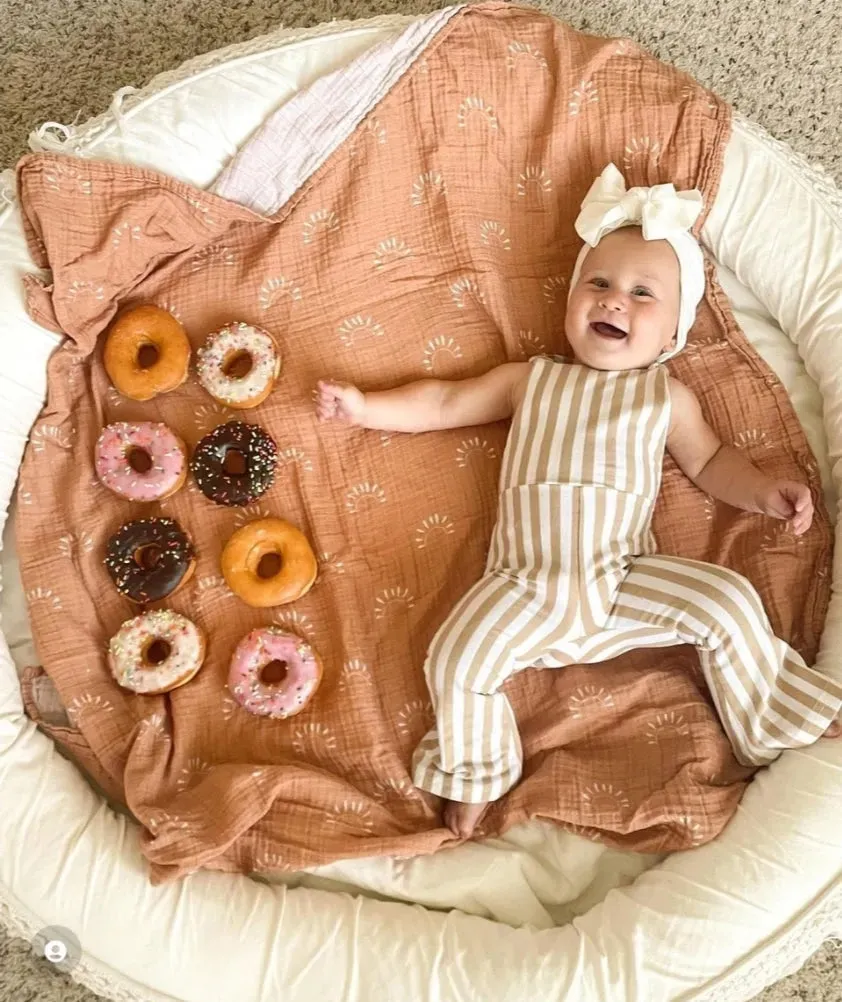 Hippie Vibes Jumpsuit in Beige Stripes