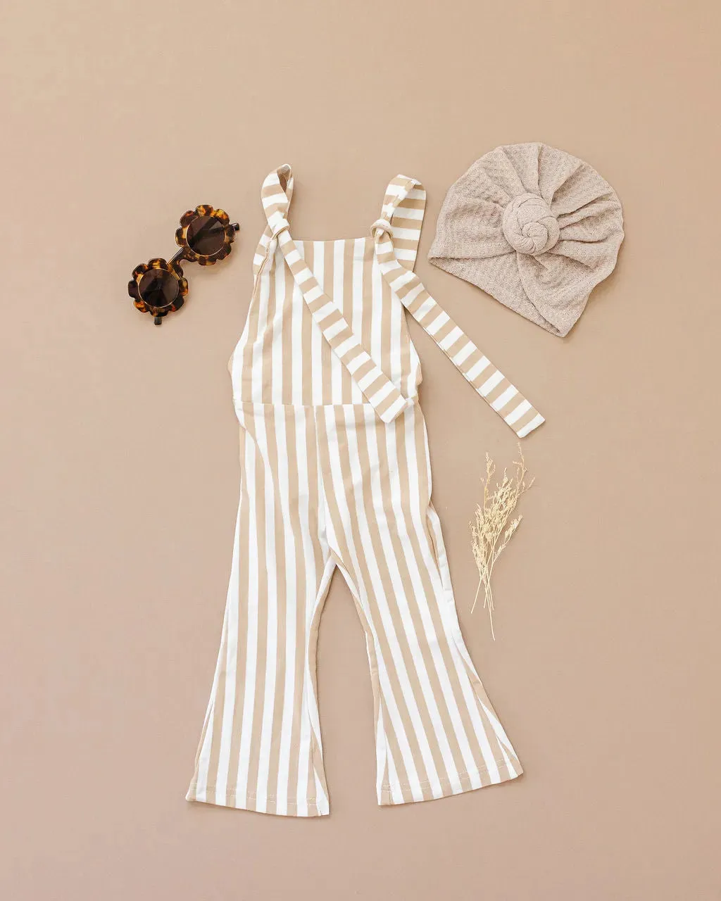 Hippie Vibes Jumpsuit in Beige Stripes