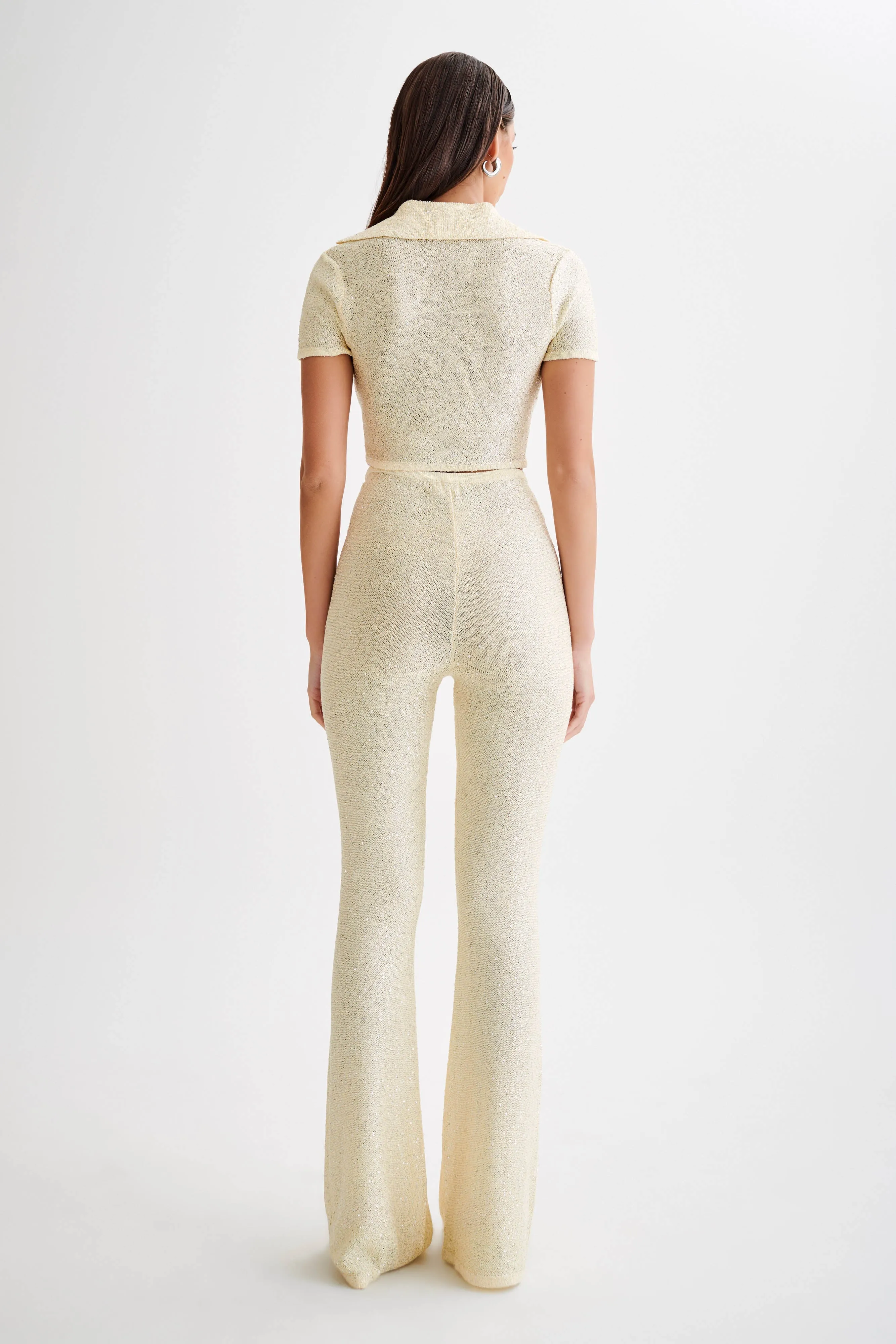 Huntley Sequin Knit Pants - Lemon