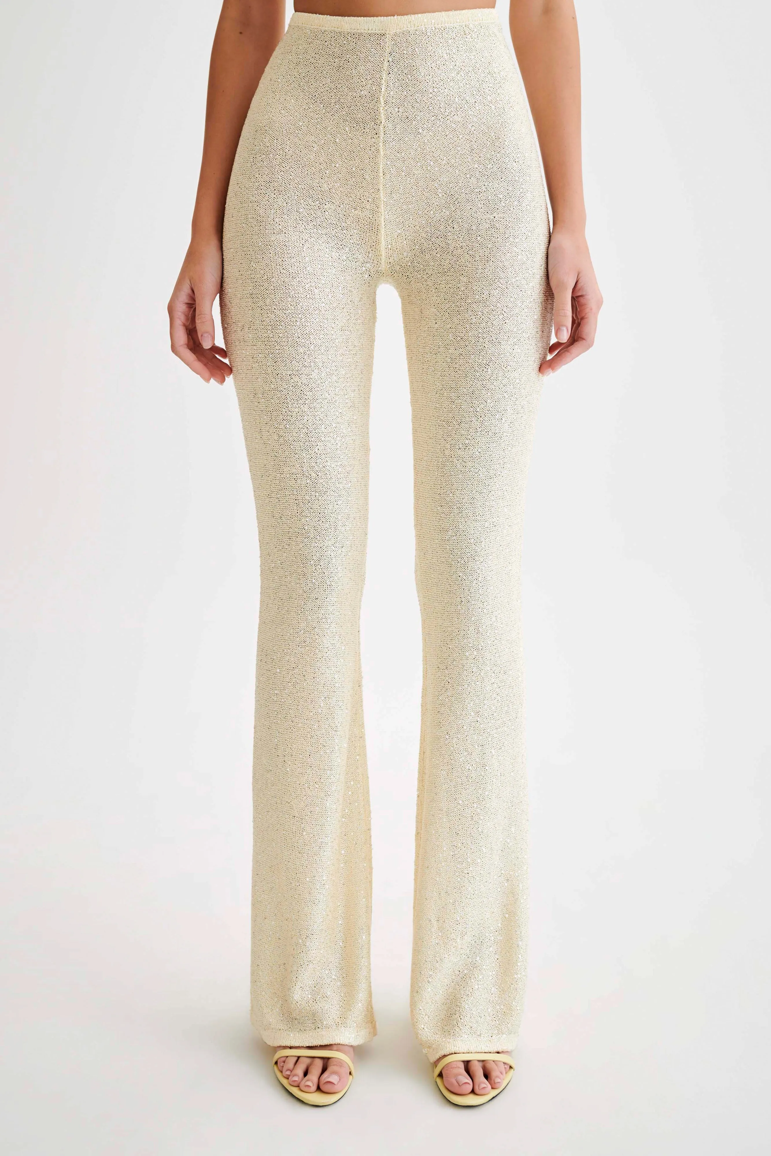 Huntley Sequin Knit Pants - Lemon