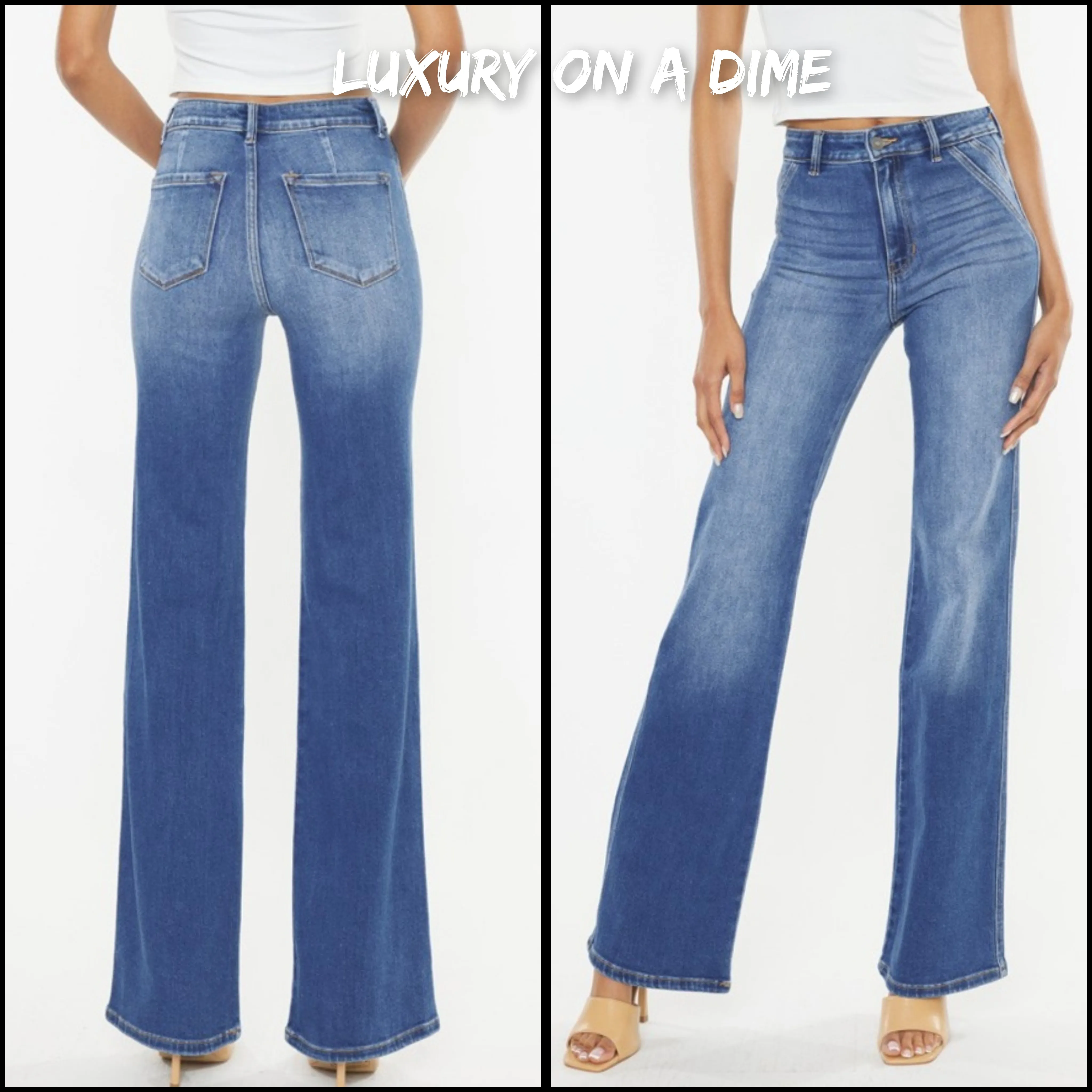 Kancan Ultra High Waist Gradient Flare Jeans