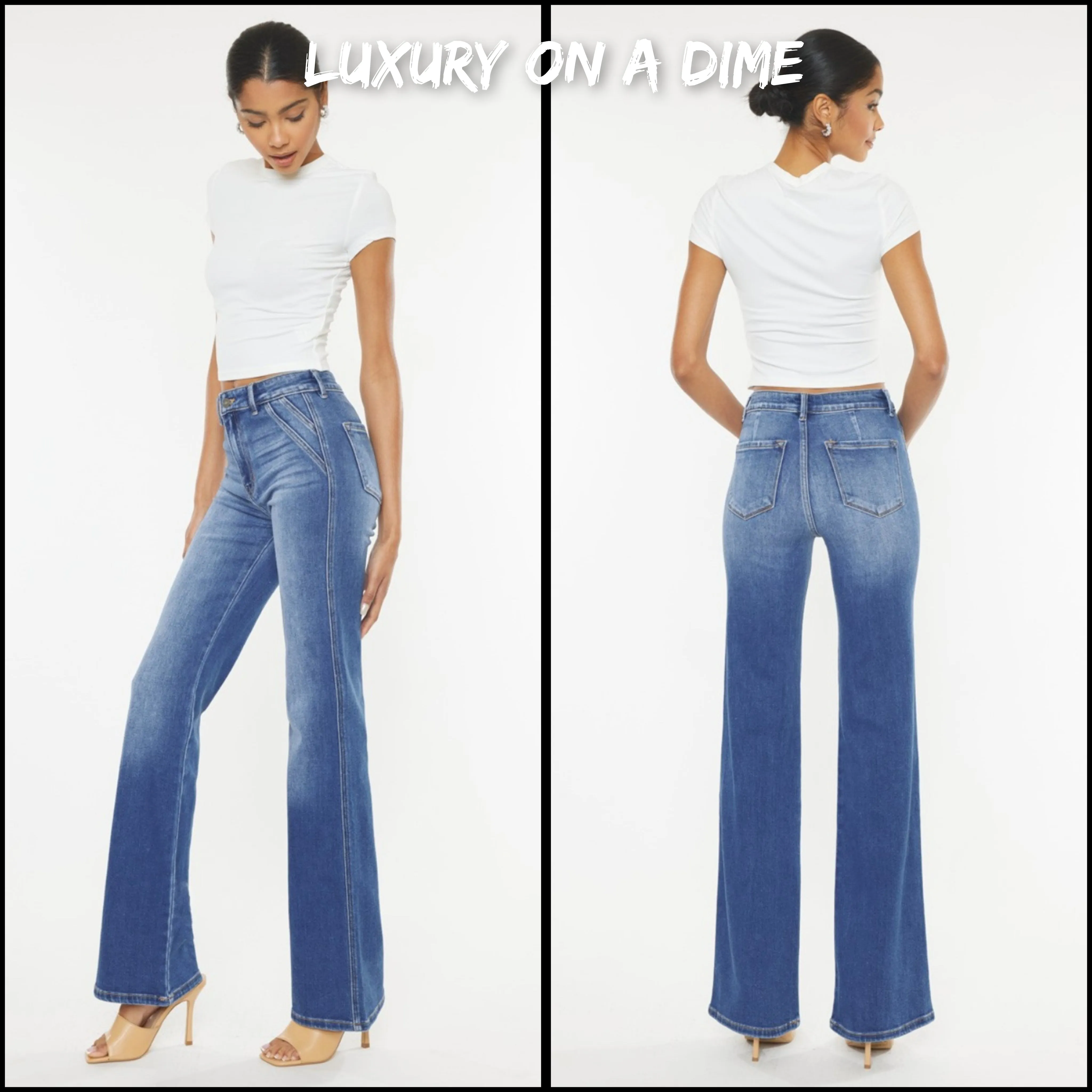 Kancan Ultra High Waist Gradient Flare Jeans