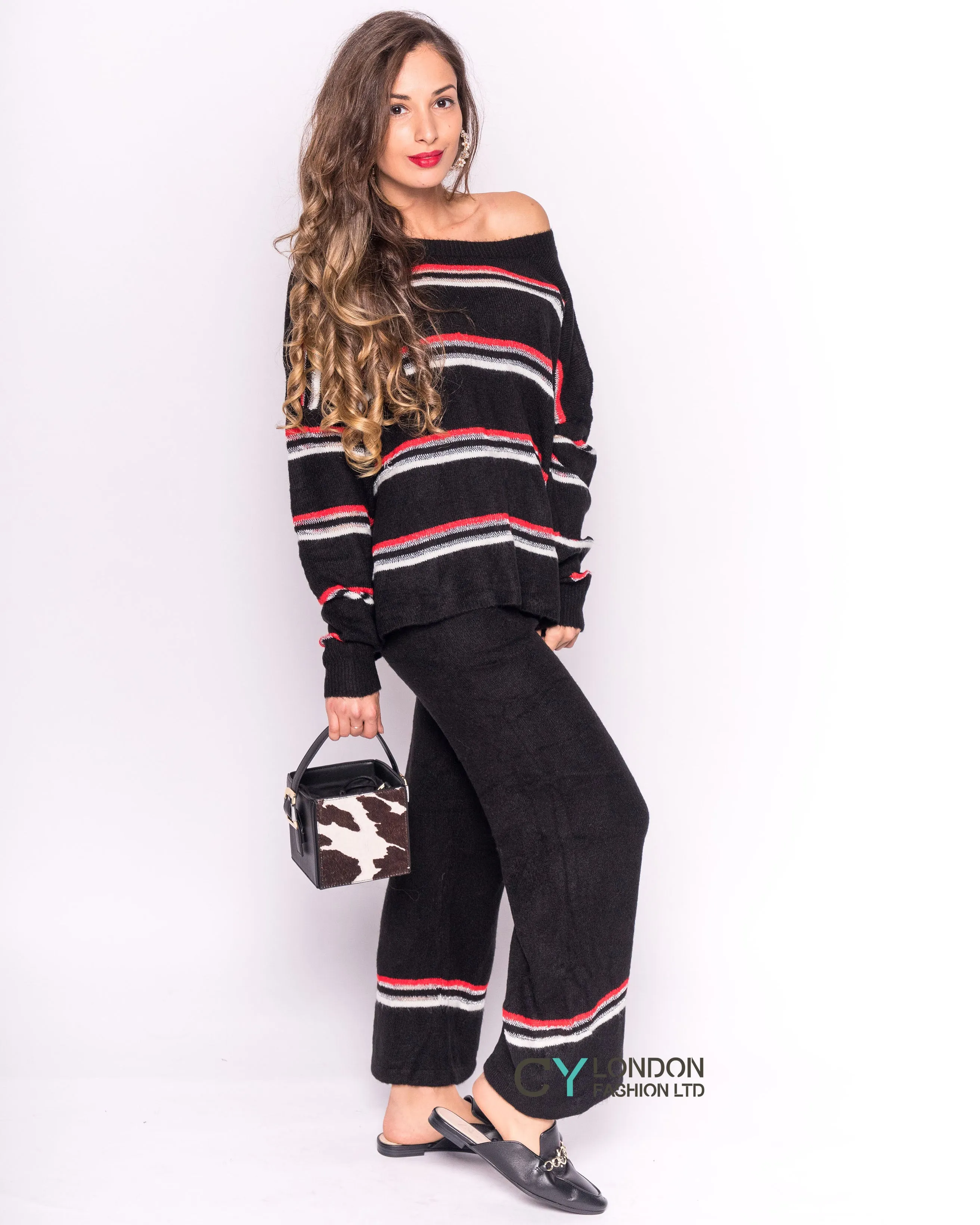 Knit Jumper & Trousers Co-ord with Stripes