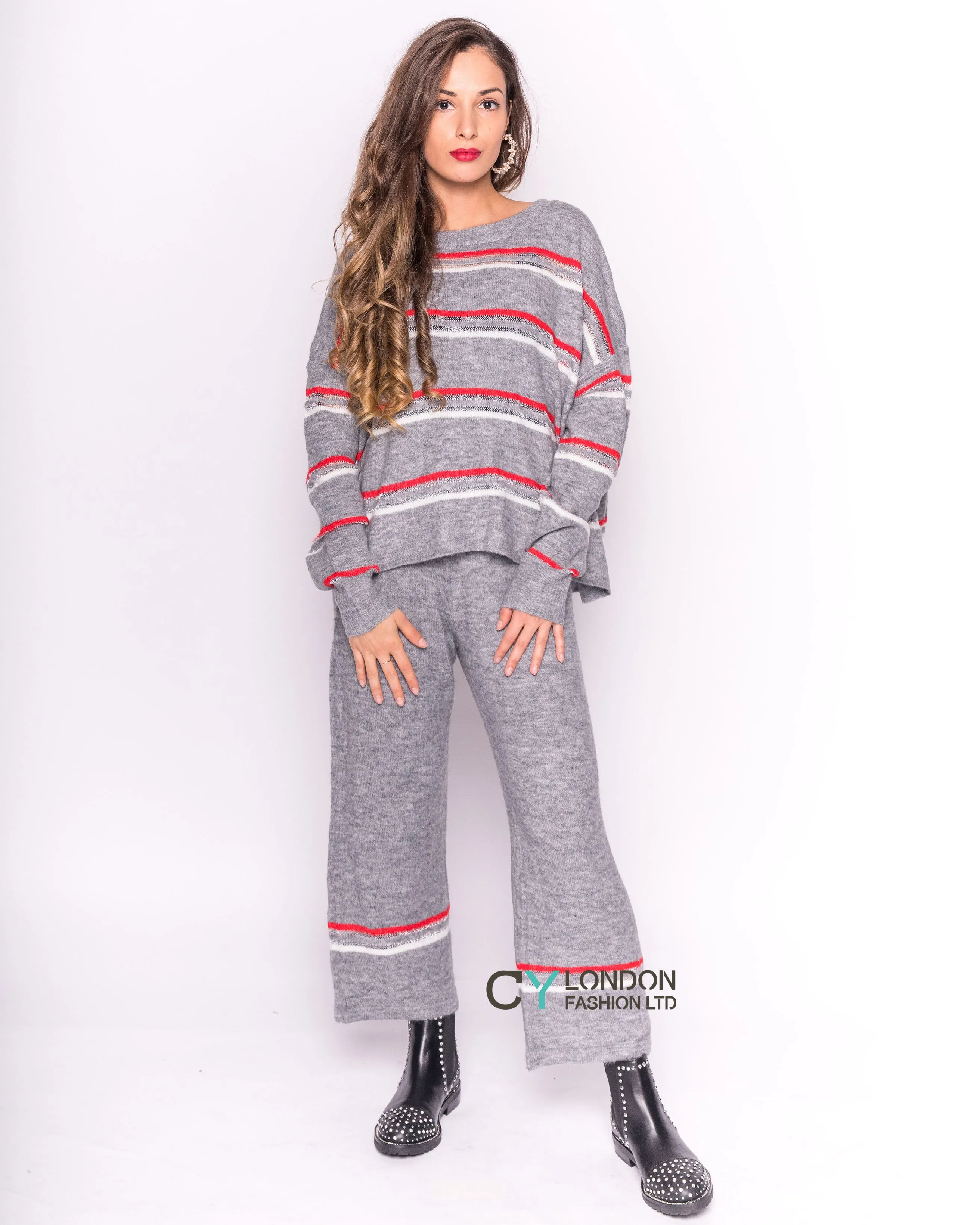 Knit Jumper & Trousers Co-ord with Stripes