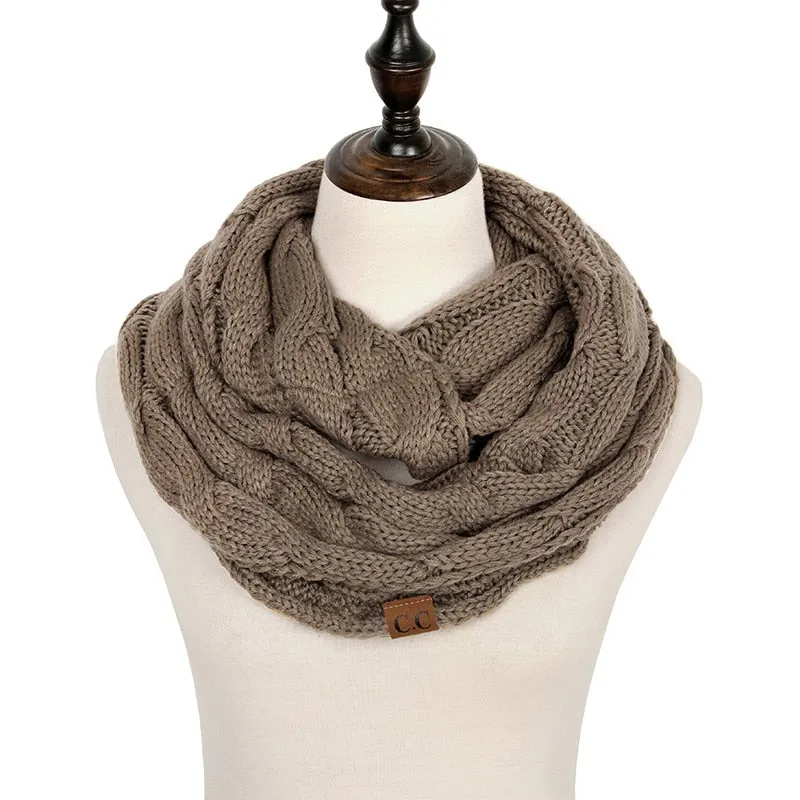 Knitted Cable Infinity Soft Cashmere Scarf