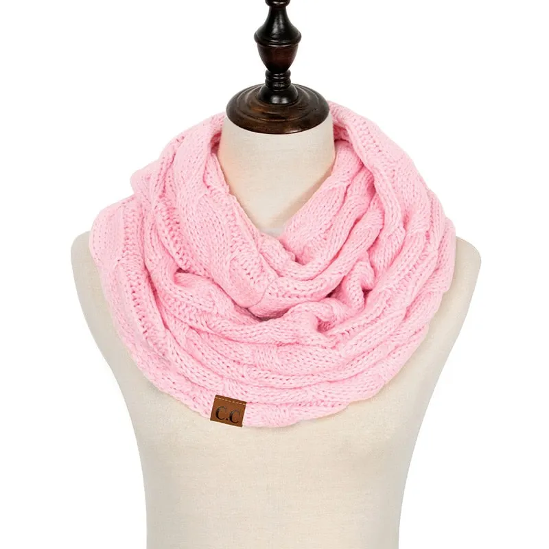 Knitted Cable Infinity Soft Cashmere Scarf