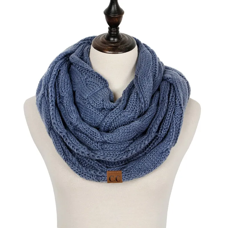 Knitted Cable Infinity Soft Cashmere Scarf