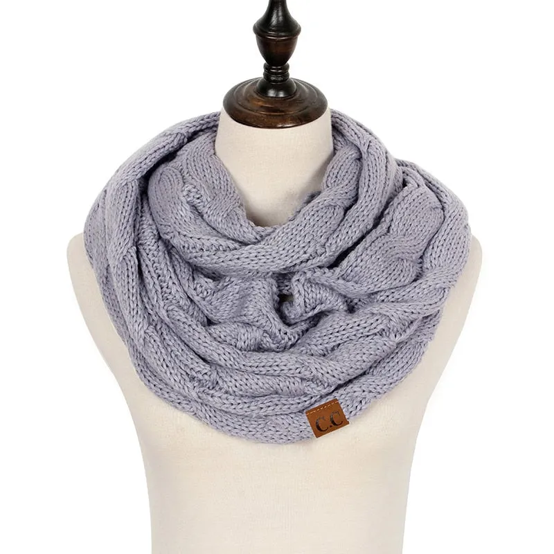 Knitted Cable Infinity Soft Cashmere Scarf