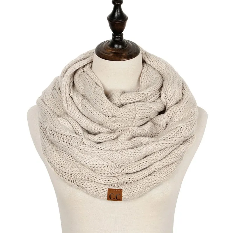 Knitted Cable Infinity Soft Cashmere Scarf