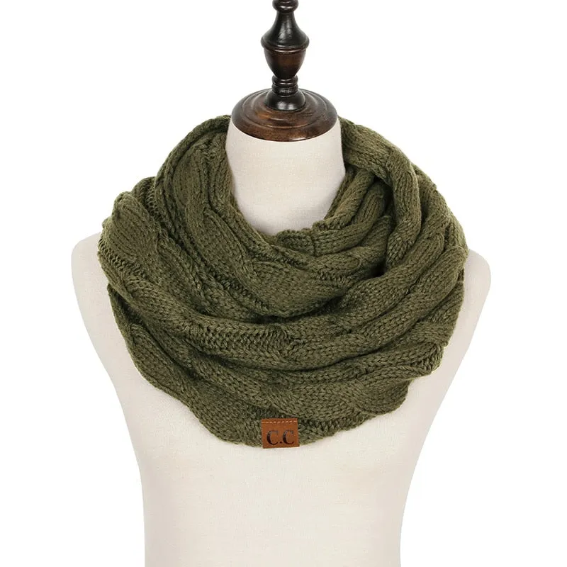 Knitted Cable Infinity Soft Cashmere Scarf