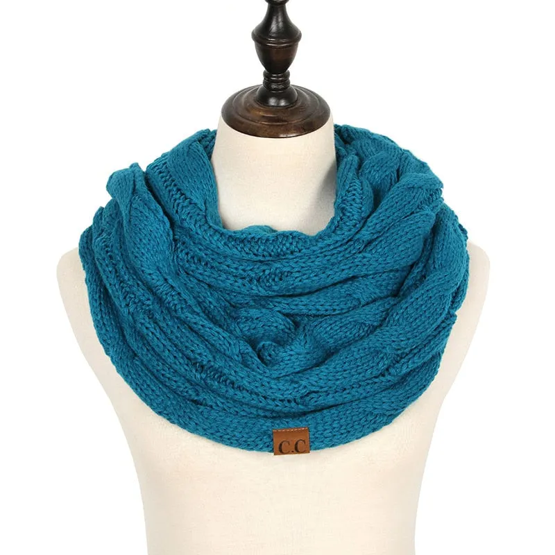 Knitted Cable Infinity Soft Cashmere Scarf