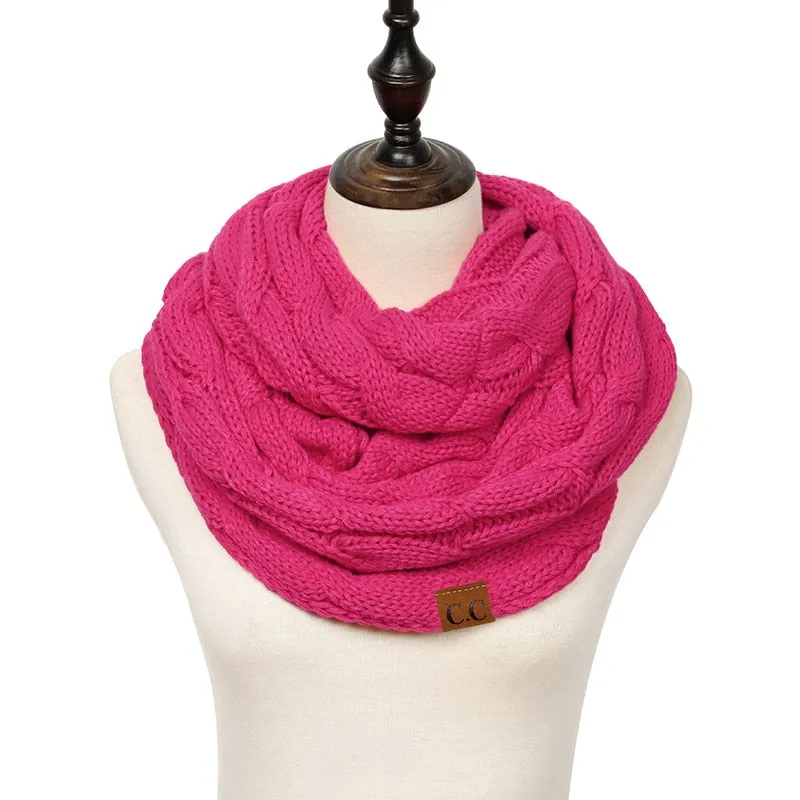 Knitted Cable Infinity Soft Cashmere Scarf