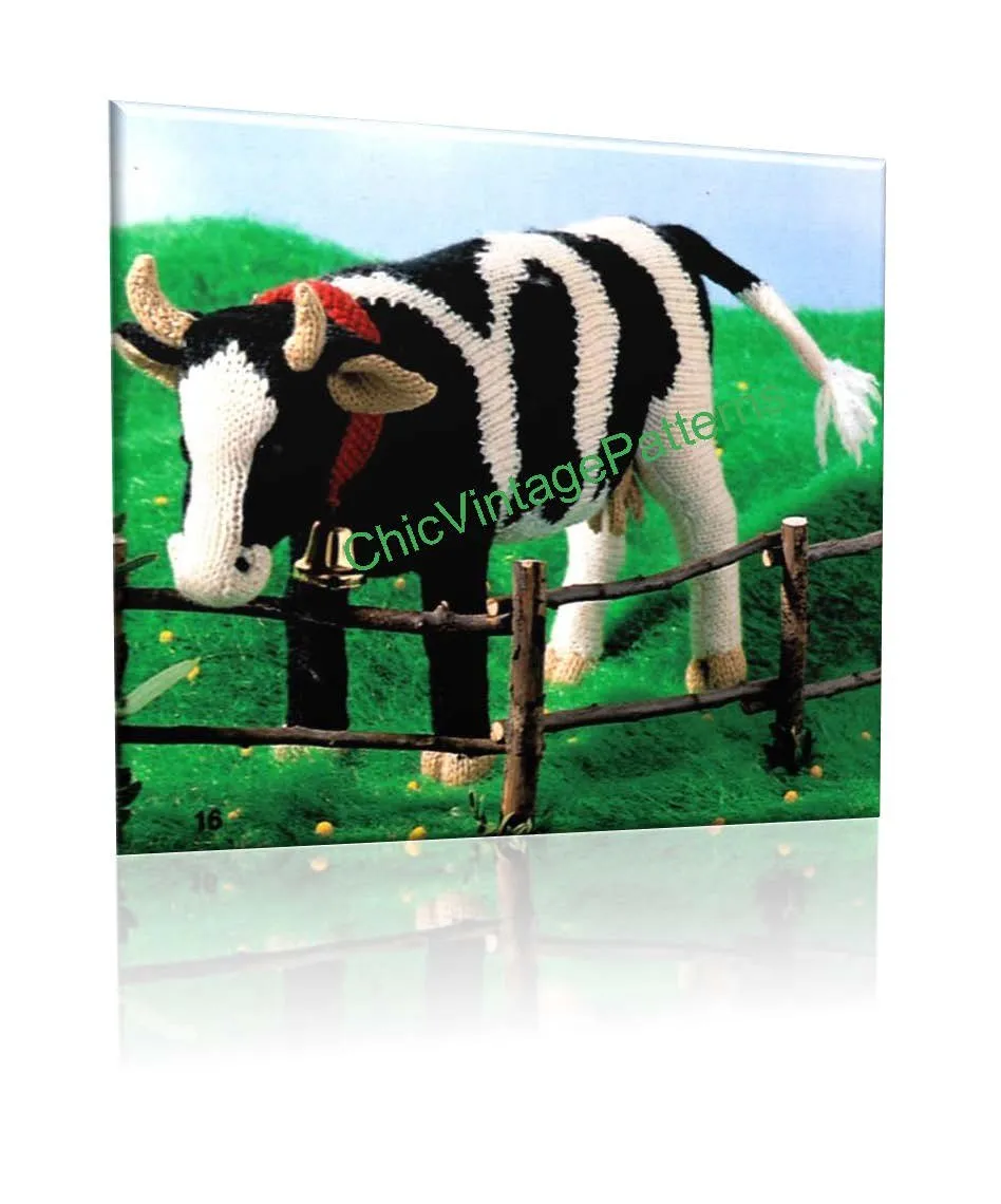 Knitted Cow Pattern, Soft Toy, Digital Download, Farmyard Animal  🐄