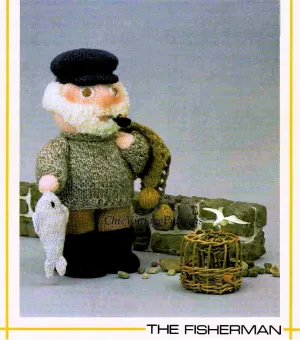 Knitted Soft Toy Pattern, Fisherman Doll, Instant Download