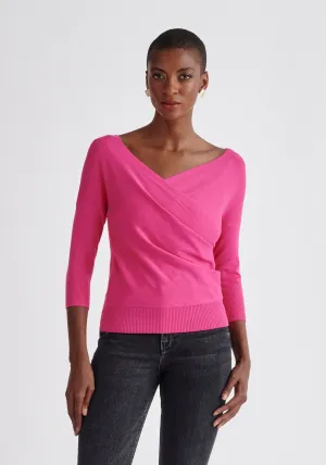 Knitted Wrap Top with 3/4 sleeves