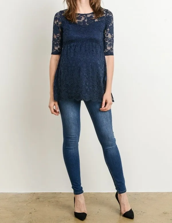 Lace Maternity Top - Lifetime of Love in Navy