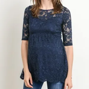 Lace Maternity Top - Lifetime of Love in Navy