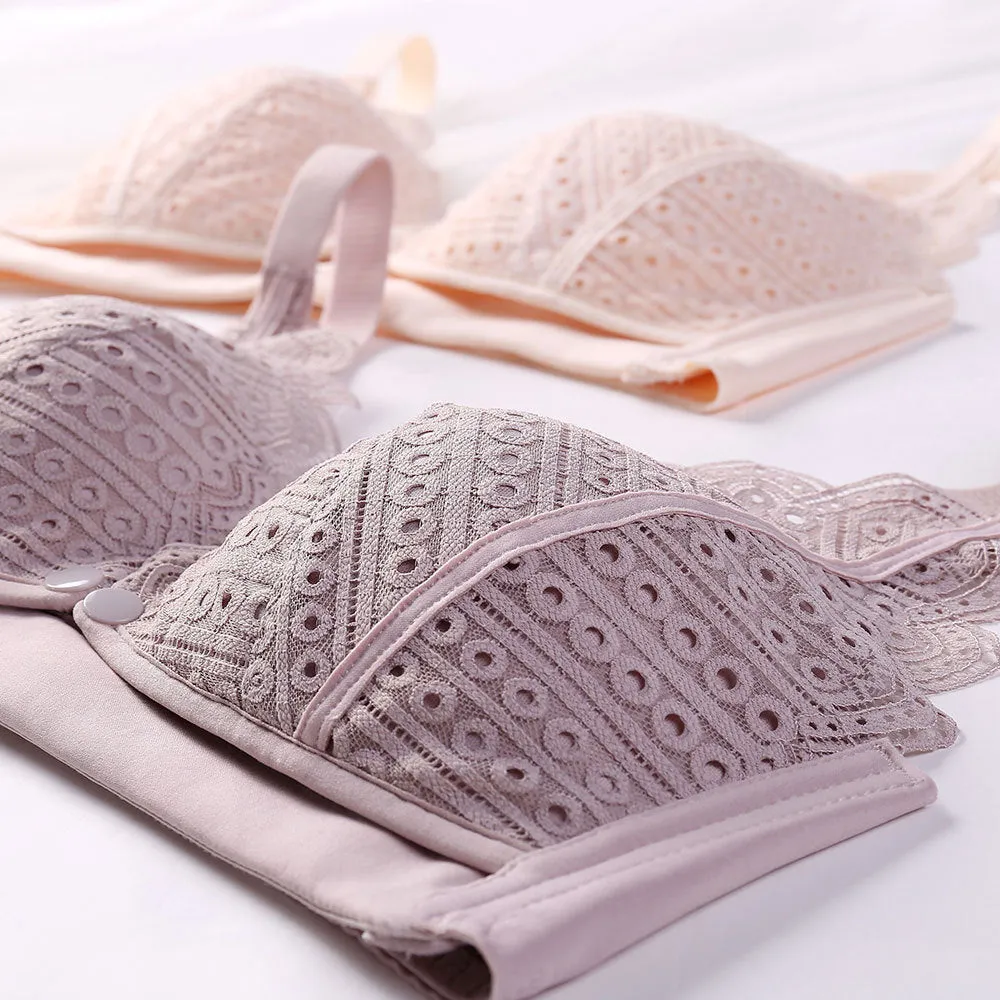 Lace Maternity Underwear Gathering Seamless Hands-Free Nursing Bra