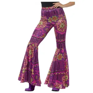 Ladies Pink Psychedelic Flared Trousers