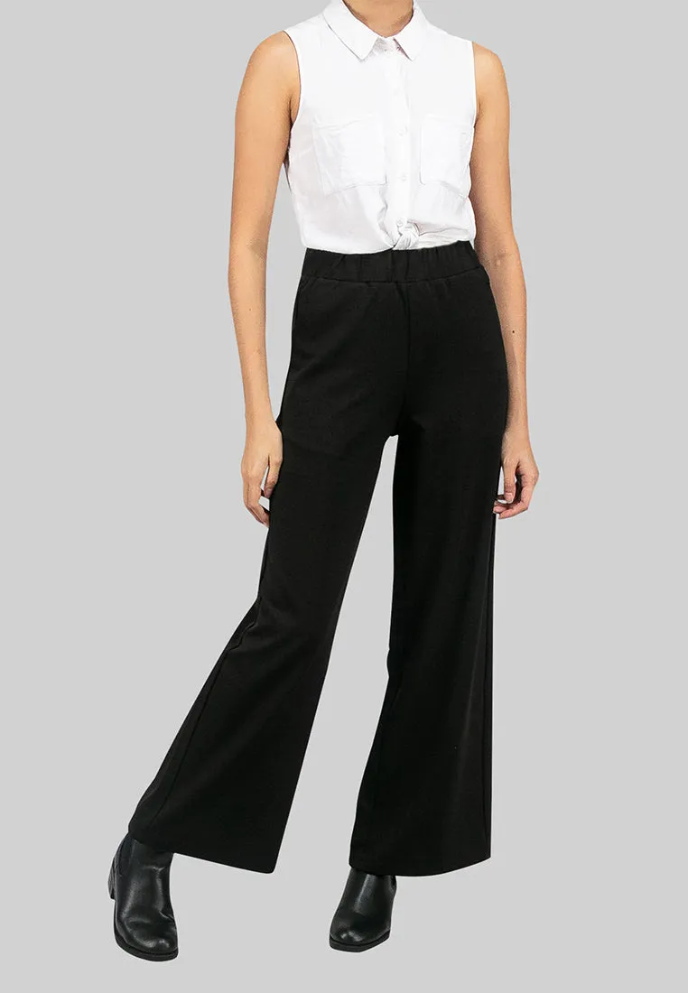 Ladies Stretchable Straight Cut Loose Plain Lady Pants - 810378