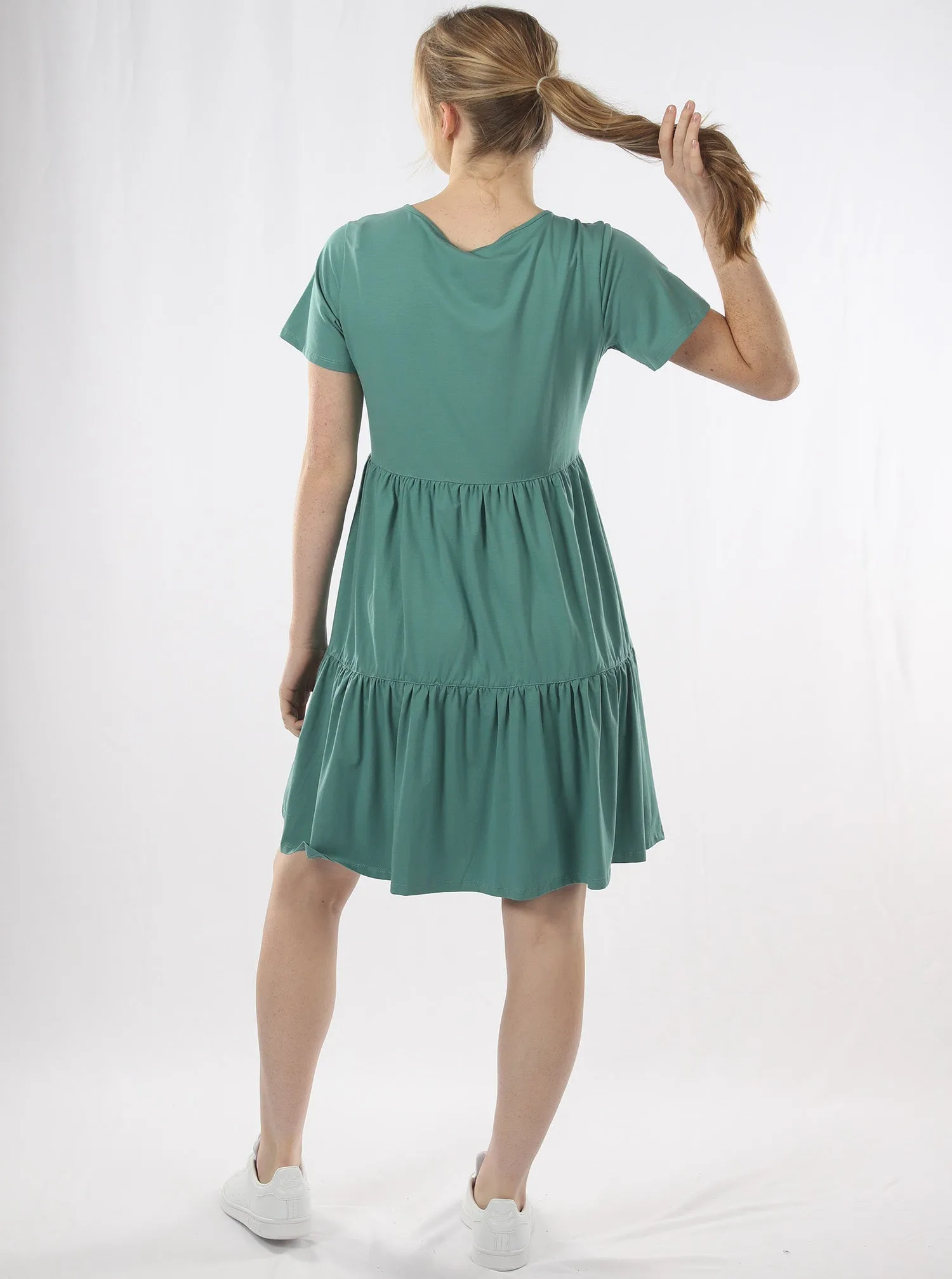 Lana Maternity Tiered Dress in Green