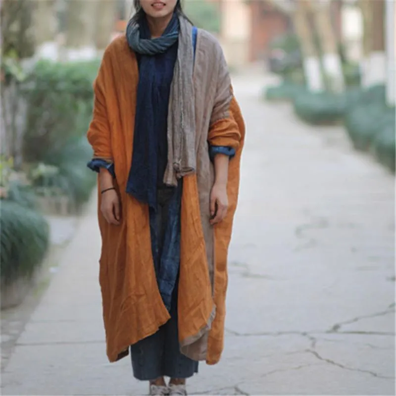 Linen Patchwork Long Cardigan | Lotus