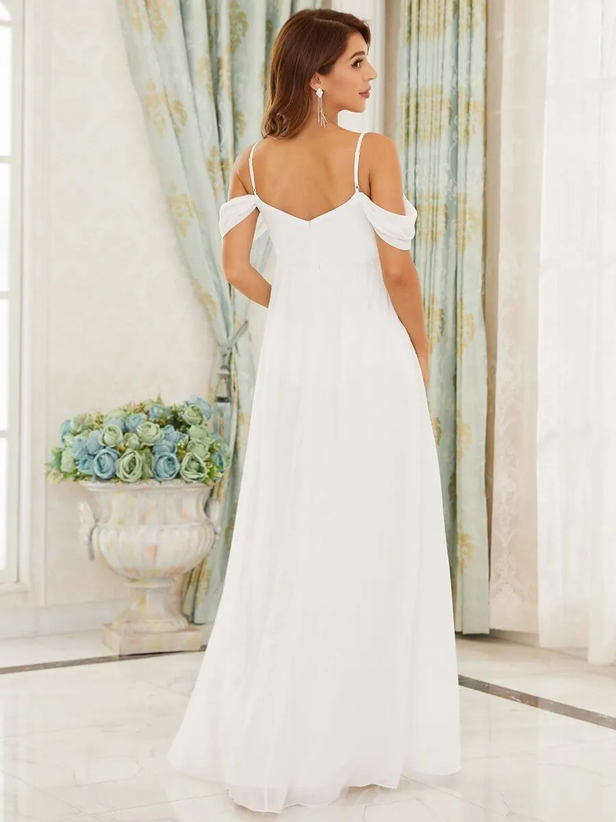 Lizzie thin strap maternity wedding dress in ivory