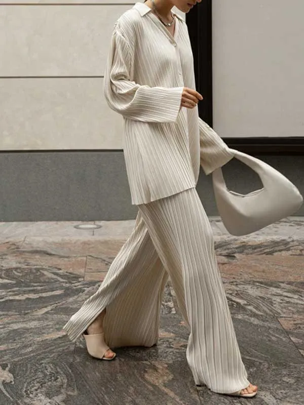 Long Sleeve Ribbed Pants Set