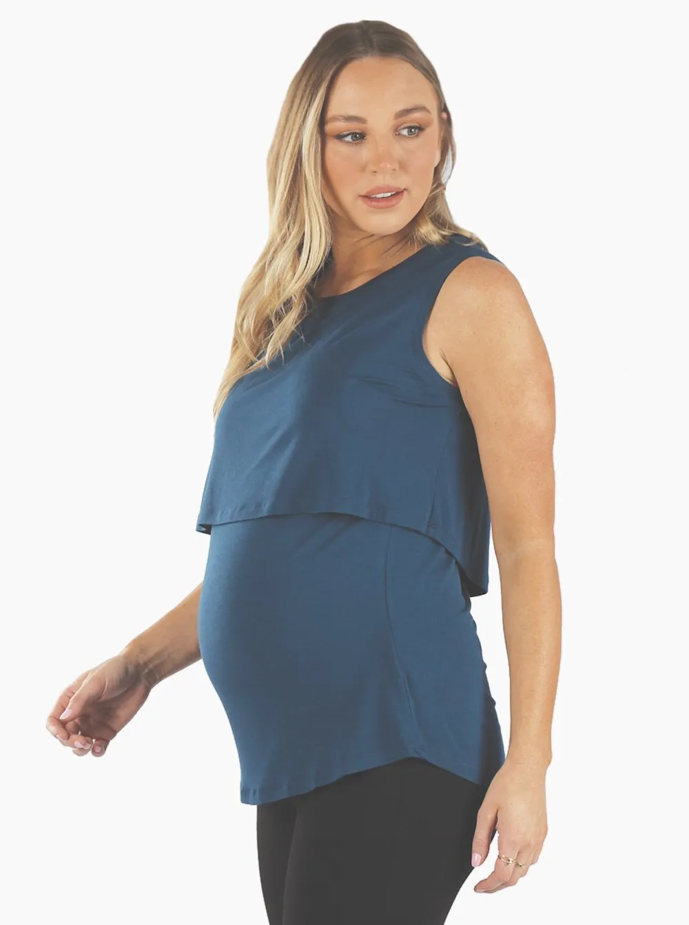 Maternity & Nursing Tank in Teal