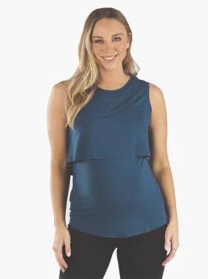 Maternity & Nursing Tank in Teal