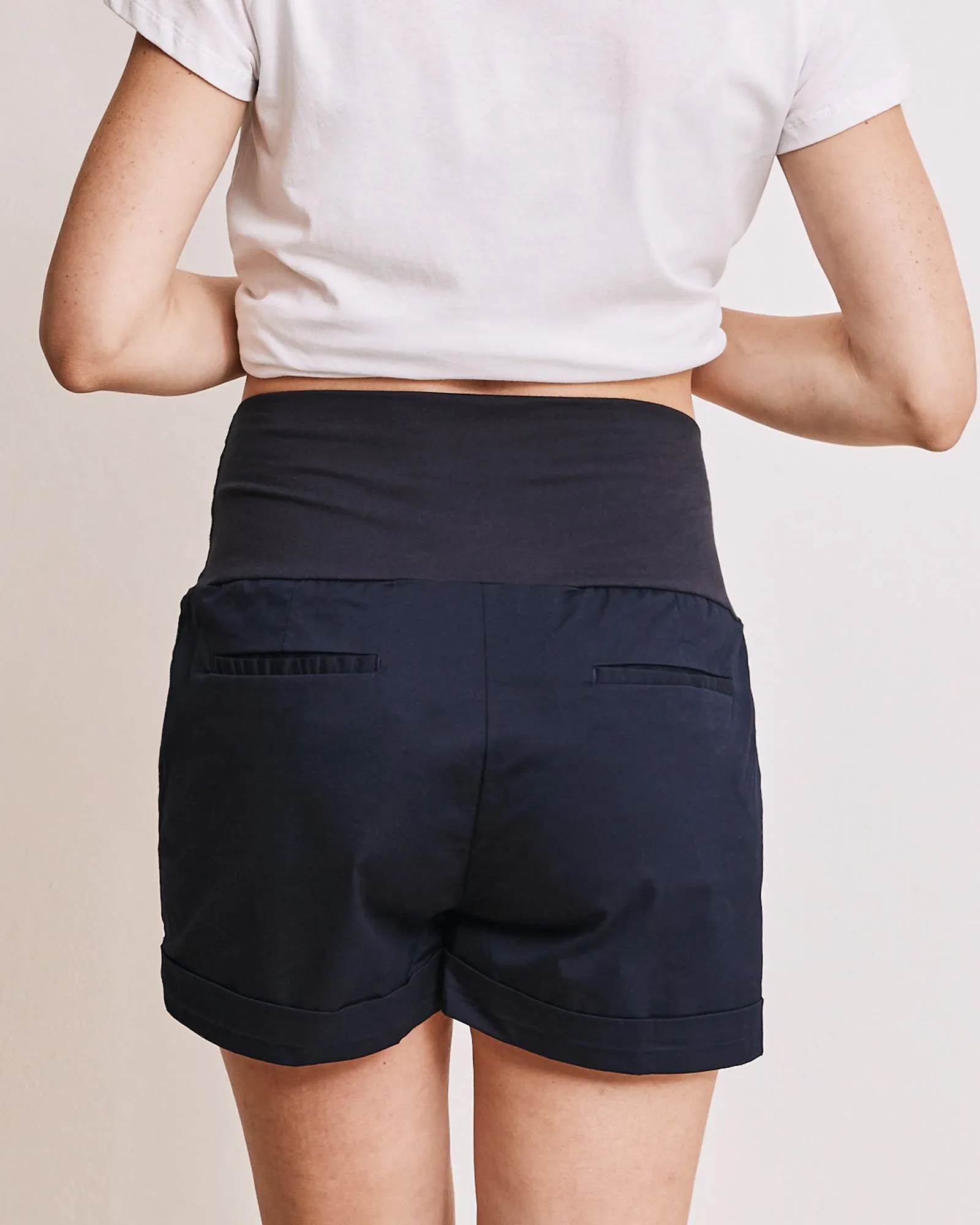 Maternity Cotton Shorts Navy/Black