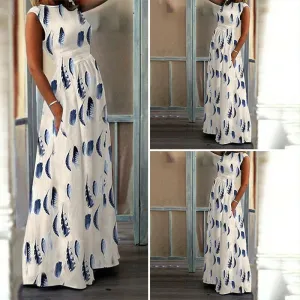 Maternity Dress Pregnant O-Neck Print