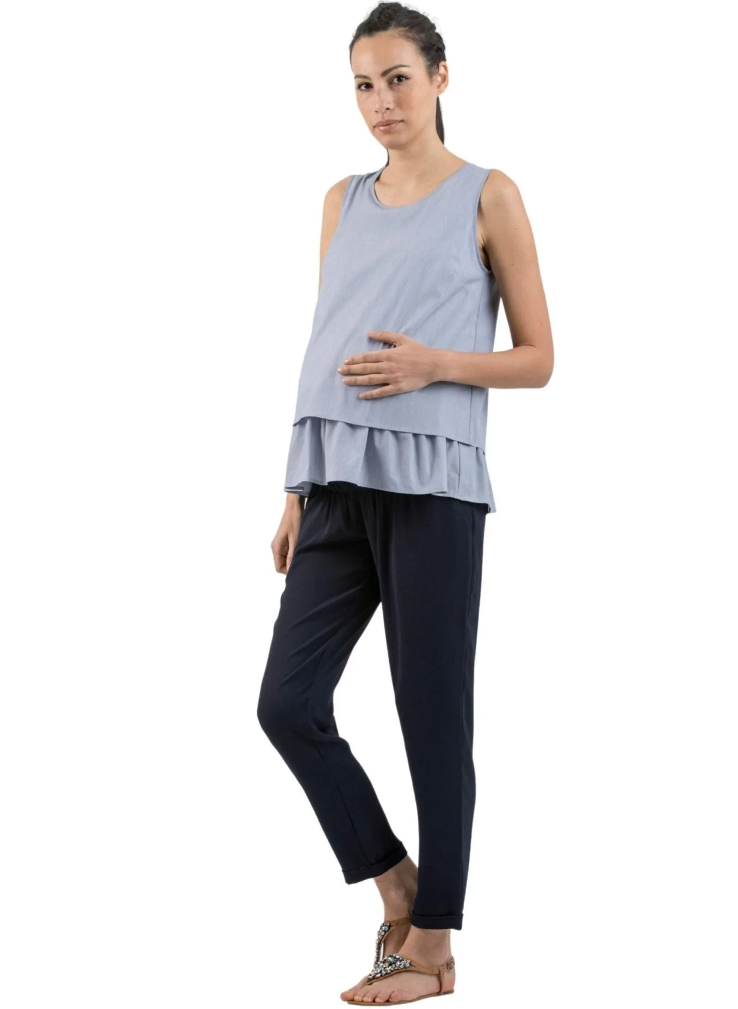 Maternity Jogger Trousers in Crepe - Blue