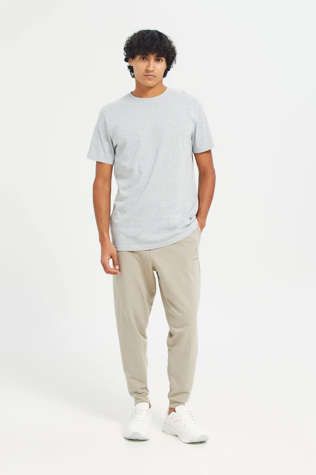 Men Beige Basic Track Pants