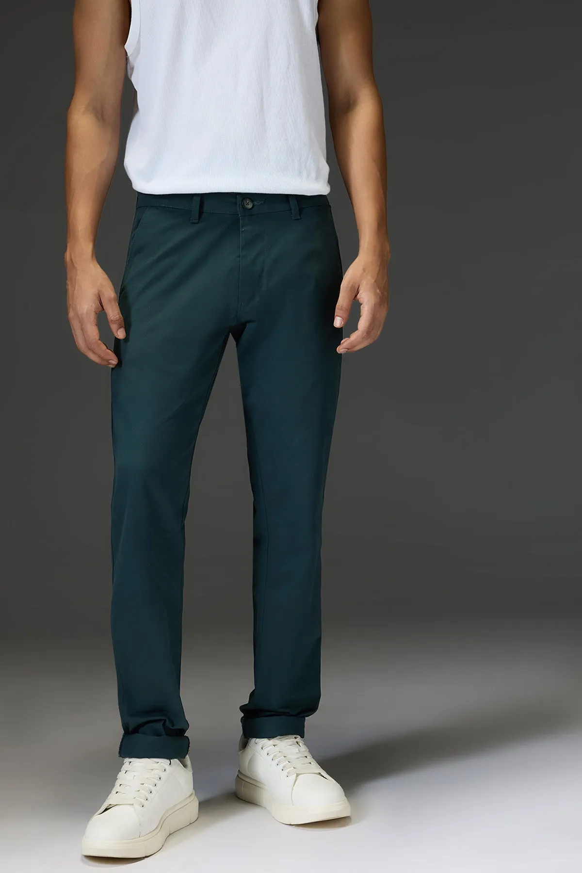 Men's Olive Green Stretchable Pants