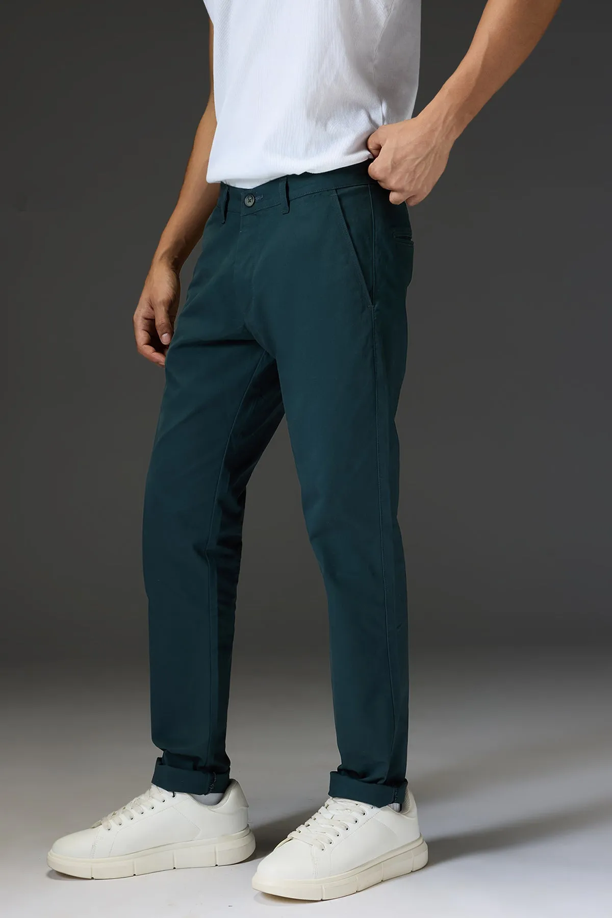 Men's Olive Green Stretchable Pants