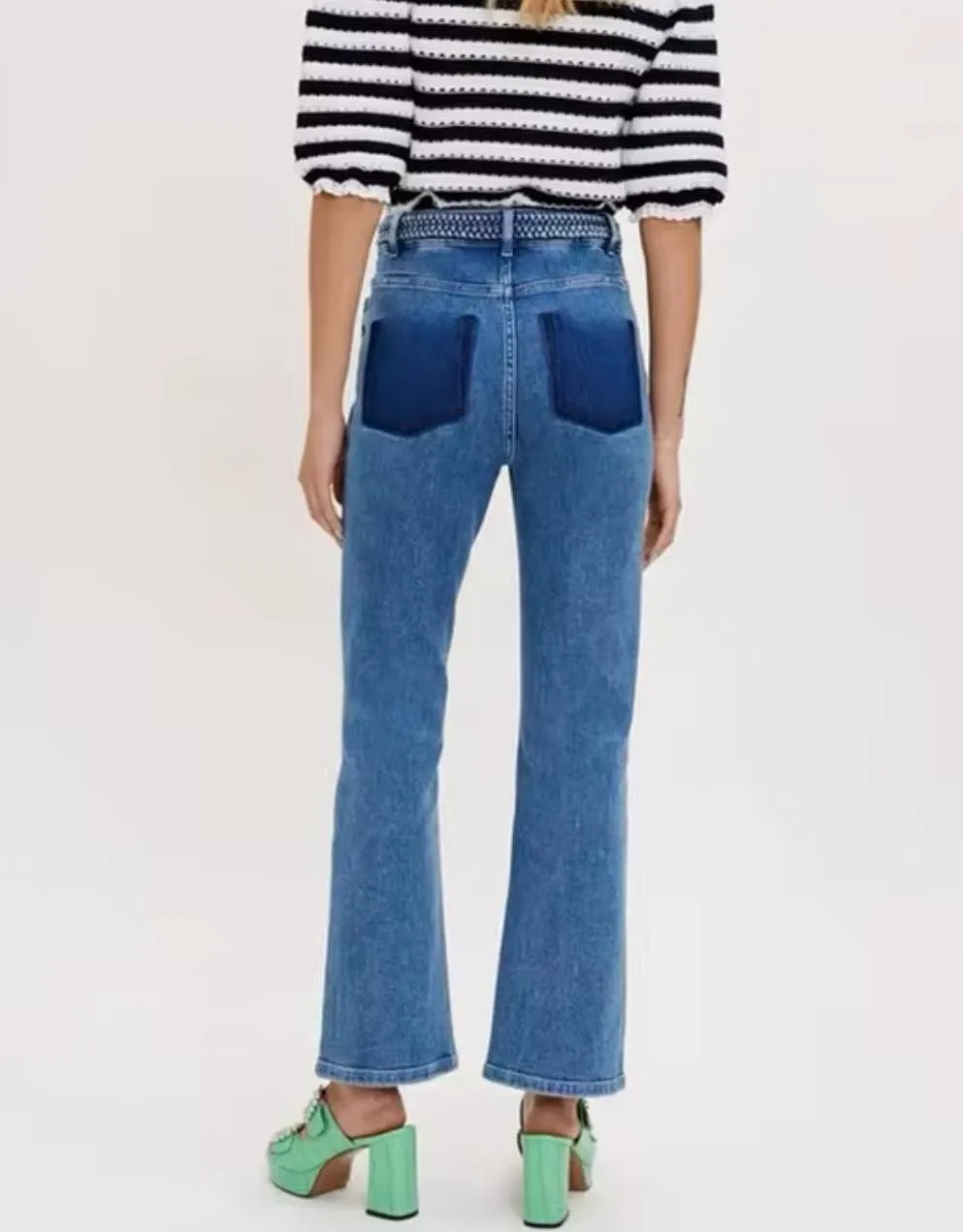 Micro Laced High Waisted Blue Jeans