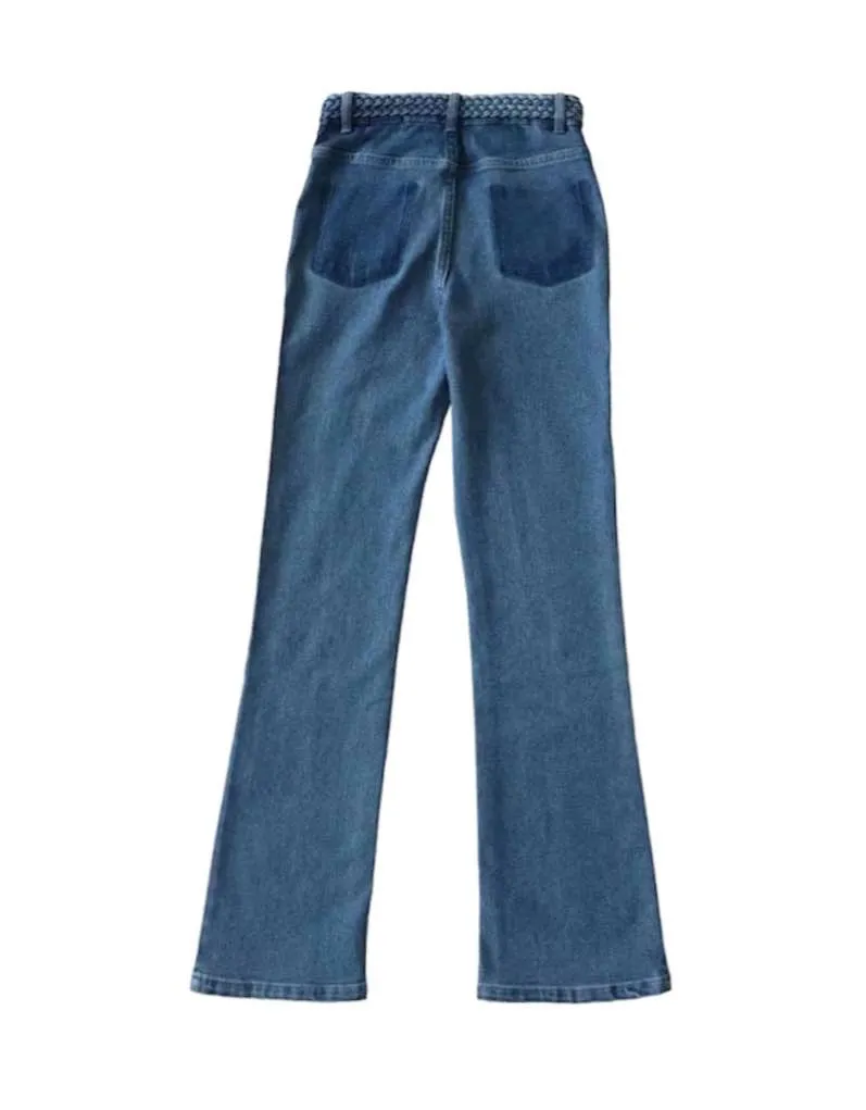 Micro Laced High Waisted Blue Jeans