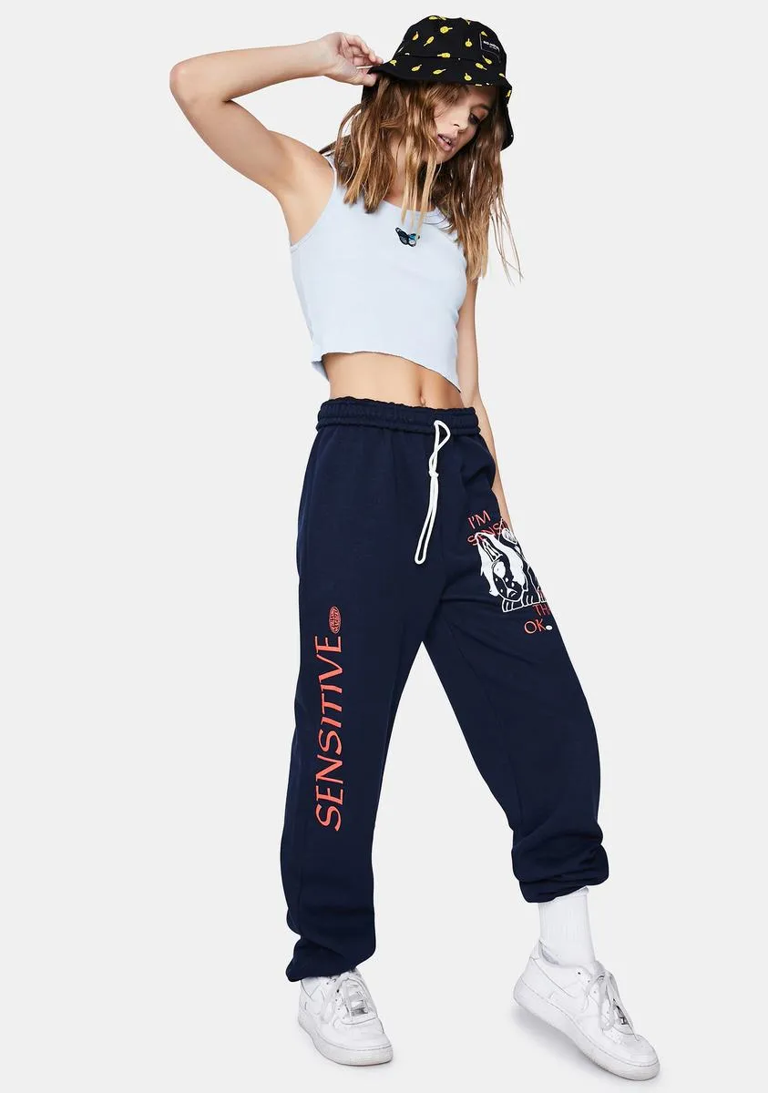 Navy Sensitive Graphic Sweatpants