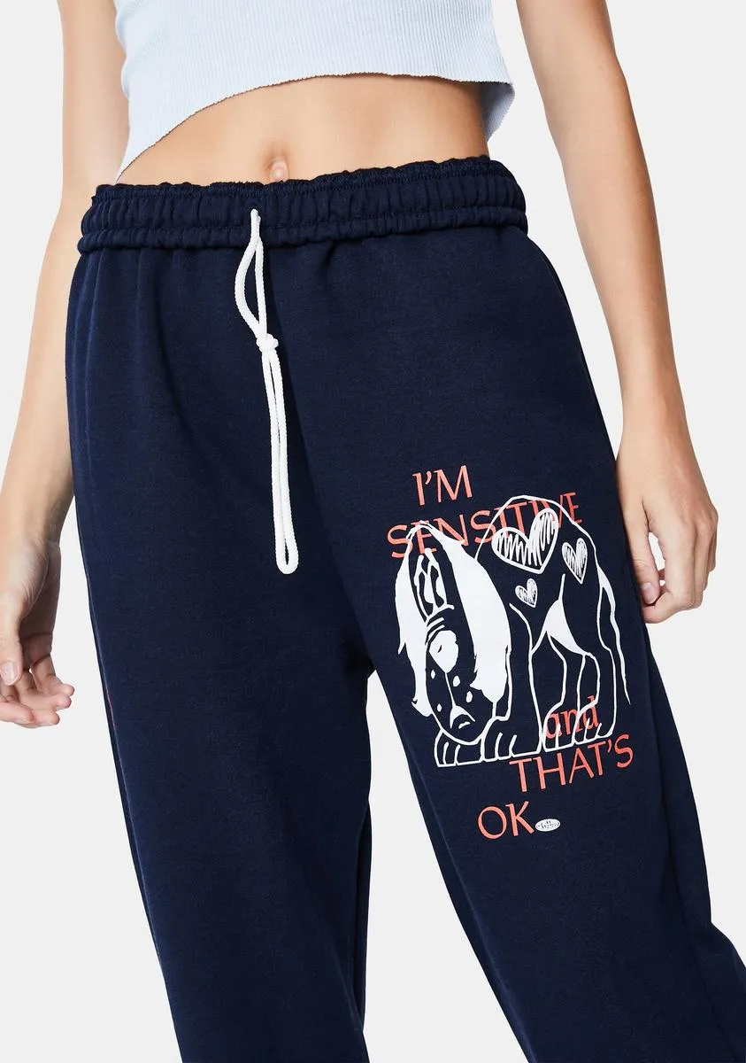 Navy Sensitive Graphic Sweatpants