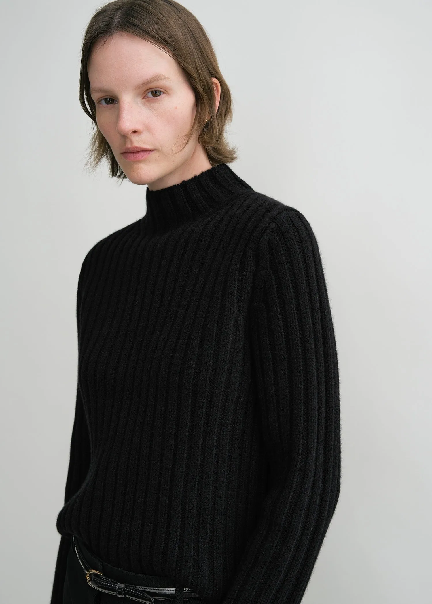 Petite chunky rib knit black