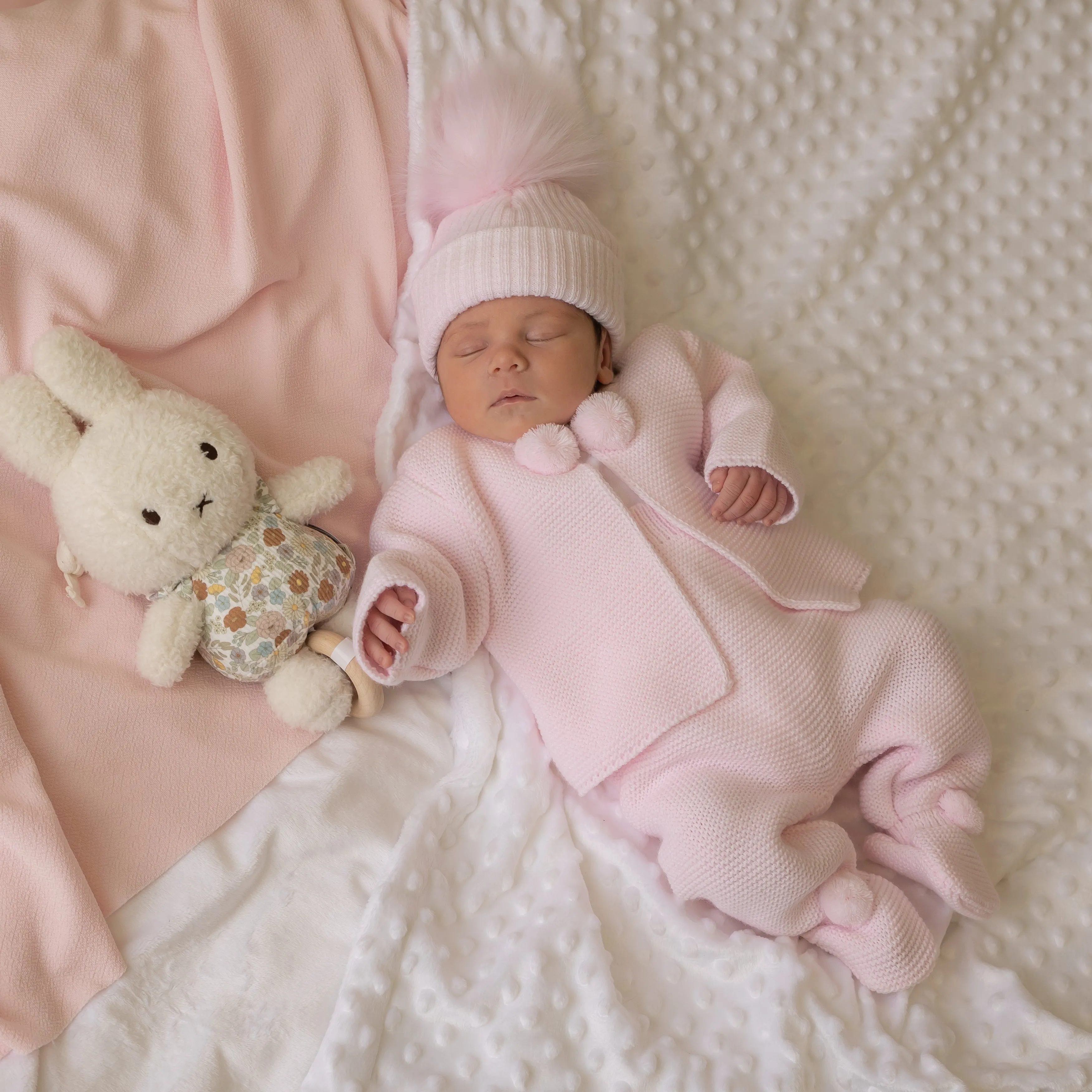 Pink Knitted Pom 2 Piece Outfit