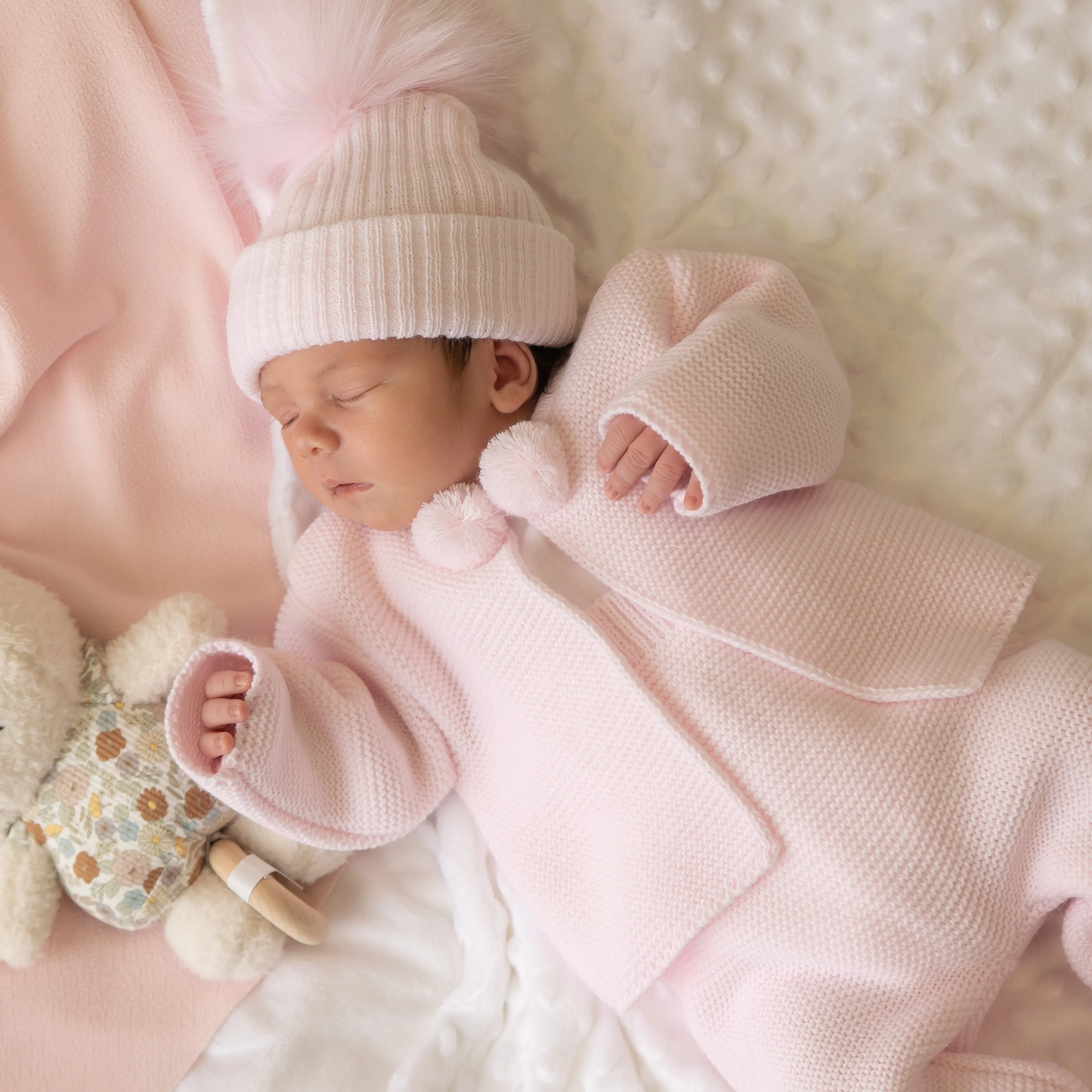 Pink Knitted Pom 2 Piece Outfit