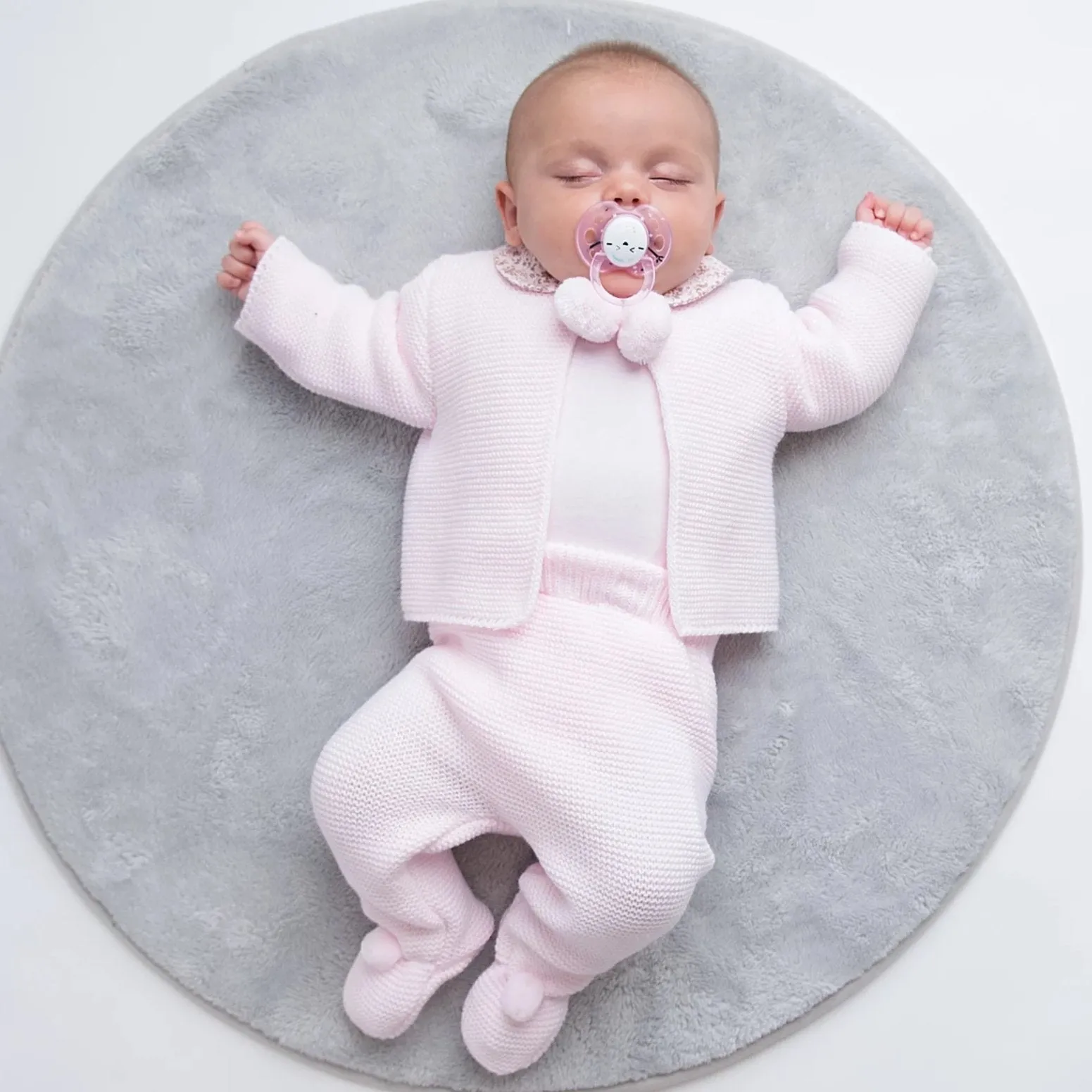 Pink Knitted Pom 2 Piece Outfit