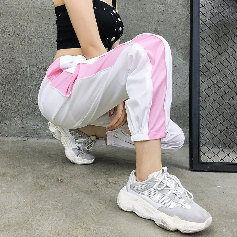 Pink Striped Joggers Sweatpants