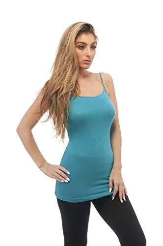 Plain Long Spaghetti Strap Tank Top Camis Basic Camisole Cotton Plus Size