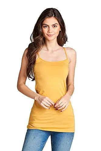 Plain Long Spaghetti Strap Tank Top Camis Basic Camisole Cotton Plus Size