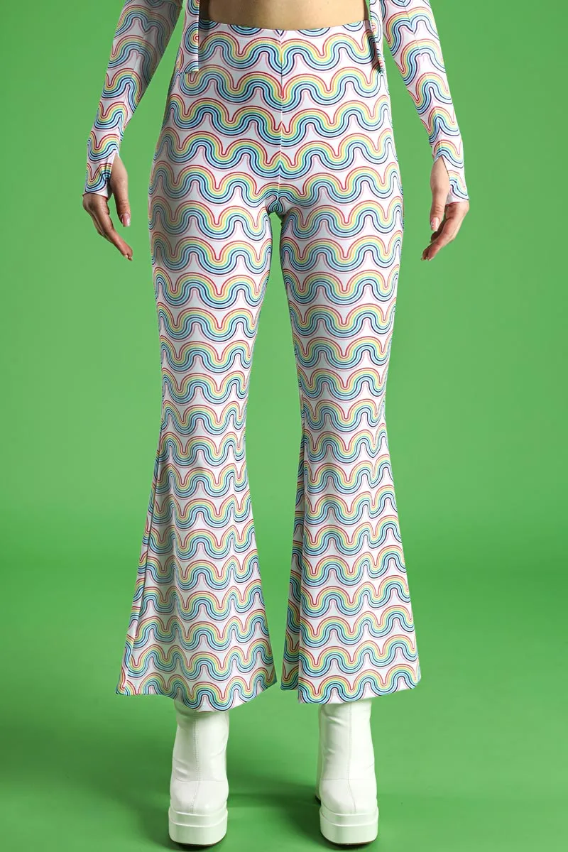 Rainbow Waves High-Waisted Bell Bottoms Pants