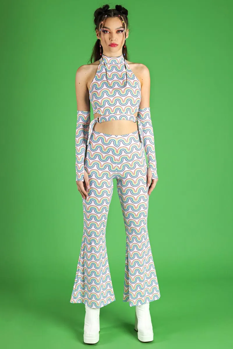 Rainbow Waves High-Waisted Bell Bottoms Pants