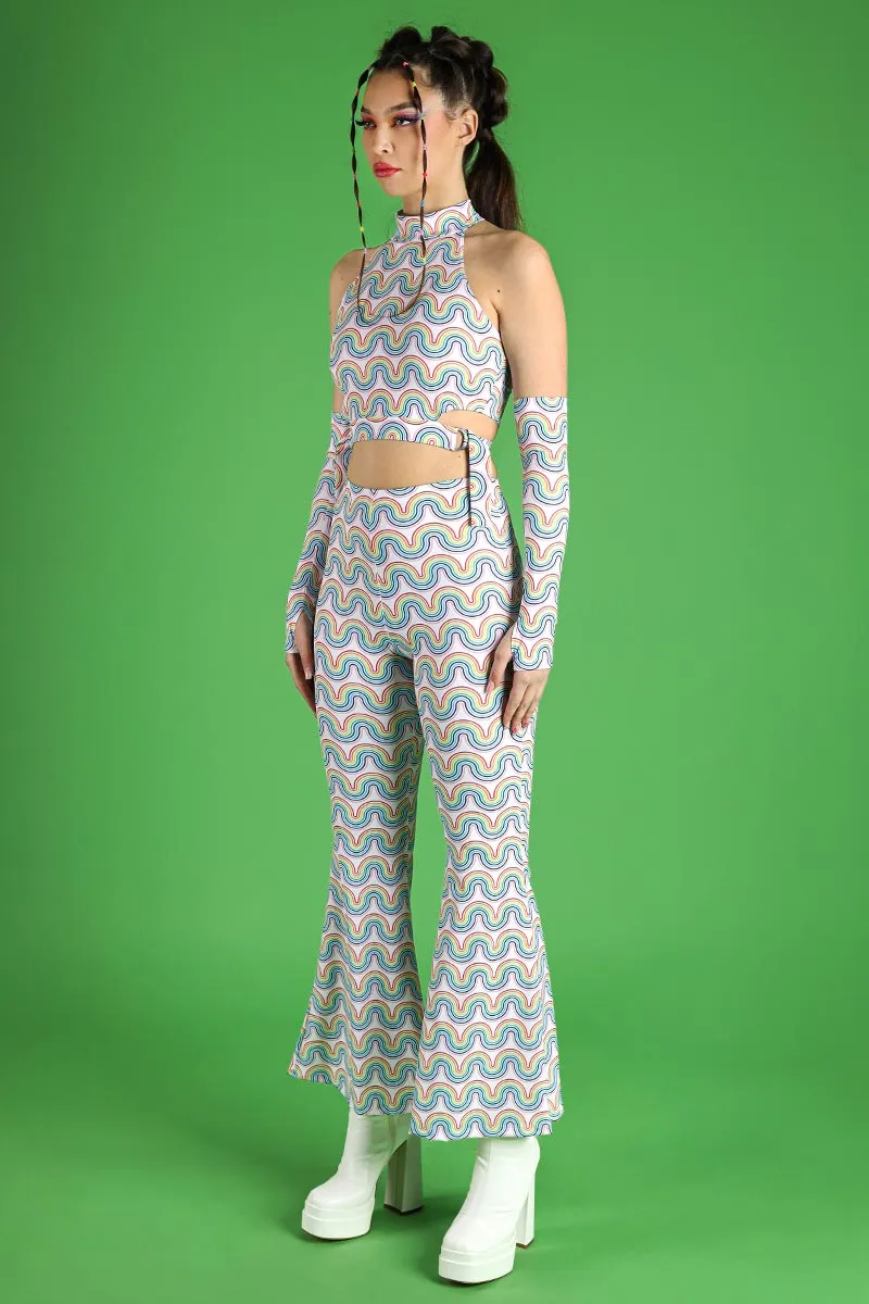 Rainbow Waves High-Waisted Bell Bottoms Pants